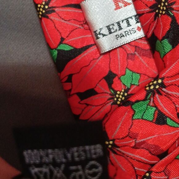 Keith Daniels Vintage poinsettia Christmas holiday tie NWOT - Picture 7 of 7